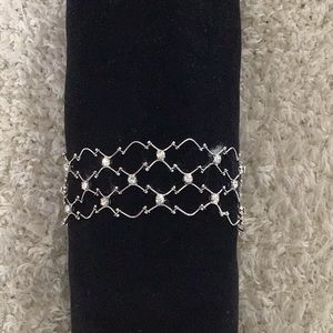Rhinestone and Silver Lace Bracelet